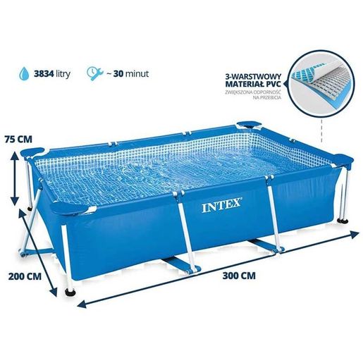 INTEX 28272 300 x 200 х 75 cm, со метална рамка без филтер пумпа