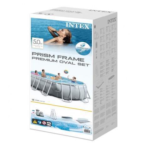 INTEX 26796 Prism Oval Frame 503x274x122 cm со филтер пумпа монтажен базен