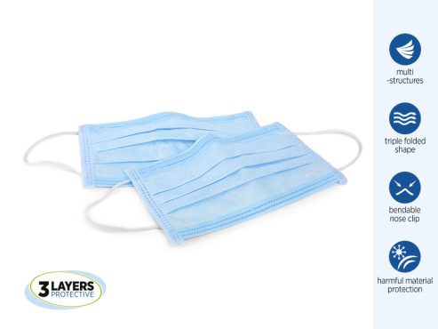 Заштитна маска 3-слојна за еднократна употреба 1/50ком. Бела