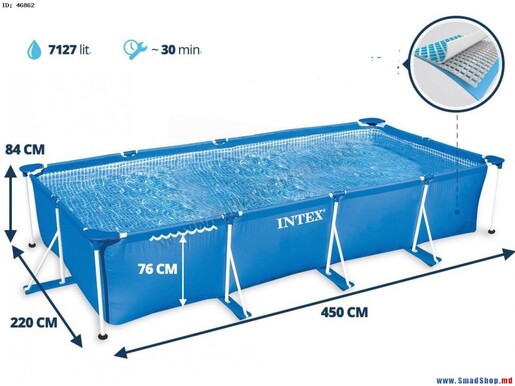 INTEX 28274 Metal Frame 450 x 220 х 84 cm, со метална рамка и филтер пумпа