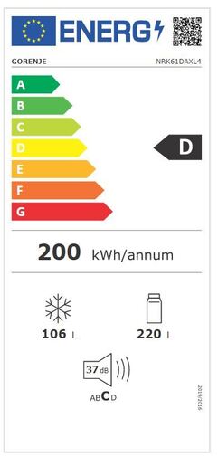 GORENJE Самостоен комбиниран ладилник NRK61DAXL4