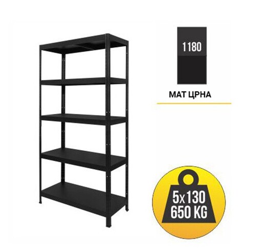 MAX 1180 DRUMY ЦРНА 1800X900X400 5X130КГ МЕТАЛ/МЕТАЛ полица
