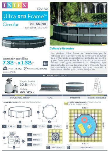 Intex 26340 Ultra XTR Frame 732x132cm монтажен базен со песочна пумпа