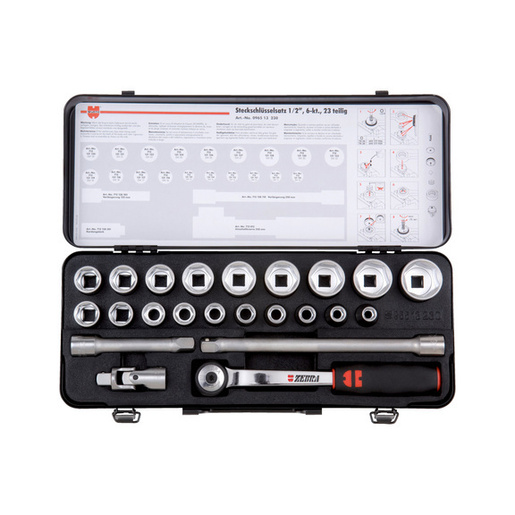 Wurth Сет ZEBRA насадни кл. 1/2', 6-аголни, OK10-32, 23 парчиња