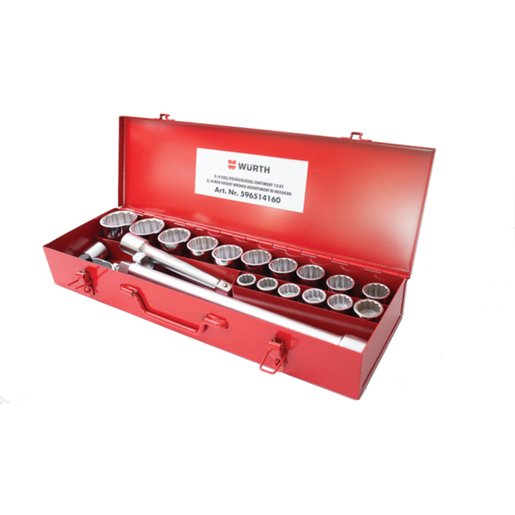 Wurth Сет 3/4'' 12-аголни клучеви со крцкалка, 21 парчиња