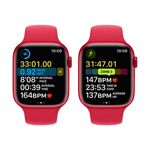 Apple Watch Series 8 GPS 41mm RED Aluminium Case with RED Sport Band - Regular, smart watch