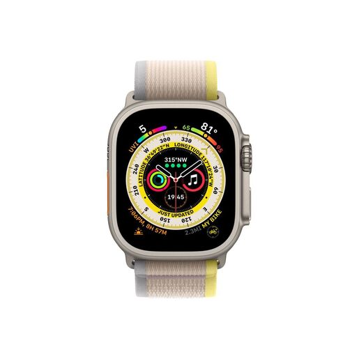 Apple Watch Ultra Cellular mqfu3se/a 49mm, Titanium Case, Yellow/Beige Trail Loop - M/L