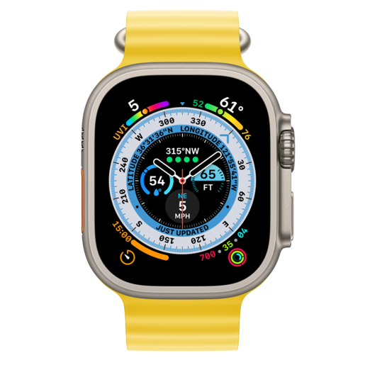 Apple Watch Ultra Cellular mnhg3se/a 49mm, Titanium Case, Yellow Ocean Band
