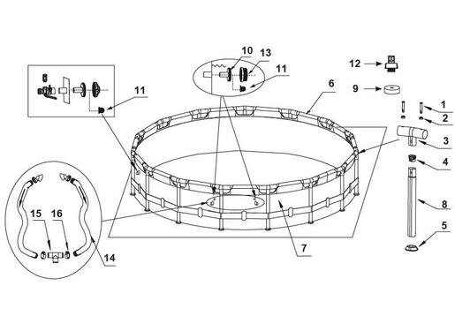 INTEX 26723 + 28721 метална конструкција за Intex 26724 базен