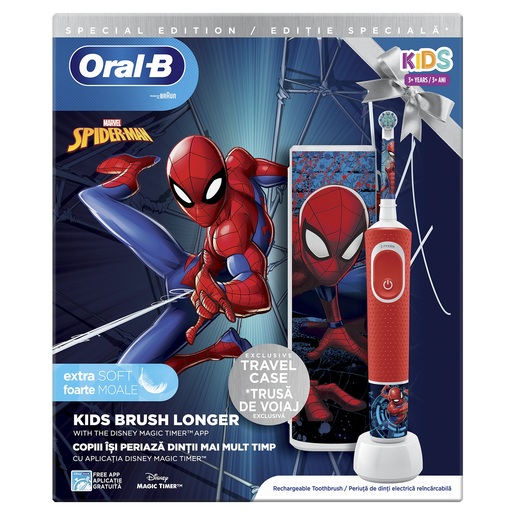 OralB Spiderman  D100 електрична четка за заби + Travel Pack