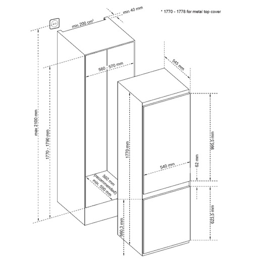Vox IKK 3410F Вграден фрижидер