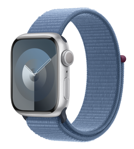 Apple Watch Series 9 GPS 41mm Silver Aluminium Case with Winter Blue Sport Loop