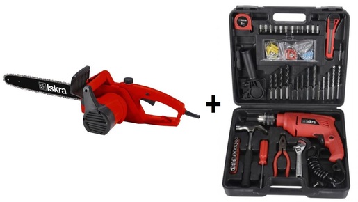 Iskra сет: Електрична пила + Дупчалка 500W