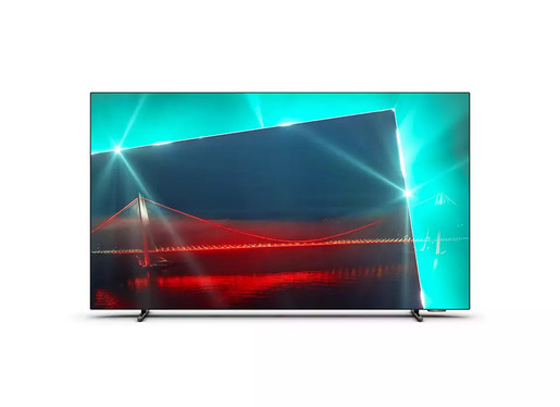 PHILIPS OLED TV 55OLED718/12, 4K Ultra HD, Smart TV, Android, Google TV™, Ambilight, VRR 120 Hz, Метална рамка **МОДЕЛ 2023**