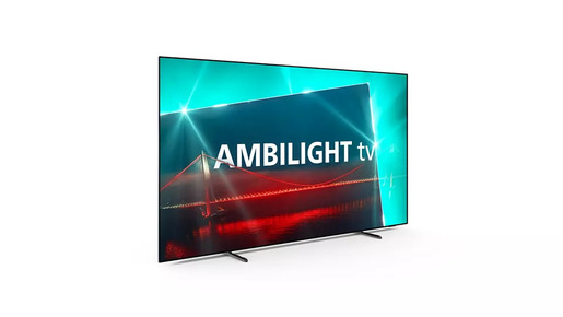 PHILIPS OLED TV 55OLED718/12, 4K Ultra HD, Smart TV, Android, Google TV™, Ambilight, VRR 120 Hz, Метална рамка **МОДЕЛ 2023**