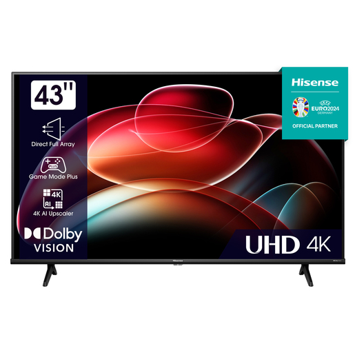 Hisense LED 43" 43A6K, 4K Ultra HD, Smart TV, VIDAA U6, Dolby Vision, DTS Virtual X, AI 4K Upscaler **МОДЕЛ 2023** телевизор