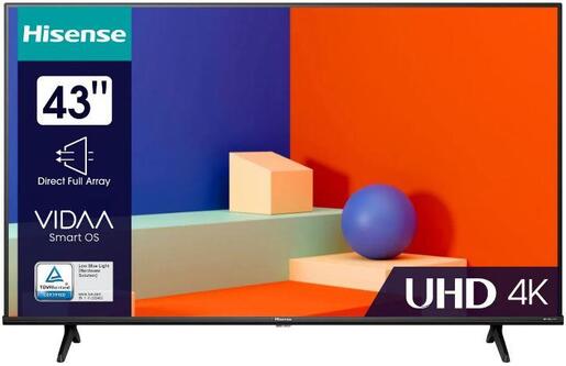 Hisense LED 43" 43A6K, 4K Ultra HD, Smart TV, VIDAA U6, Dolby Vision, DTS Virtual X, AI 4K Upscaler **МОДЕЛ 2023** телевизор