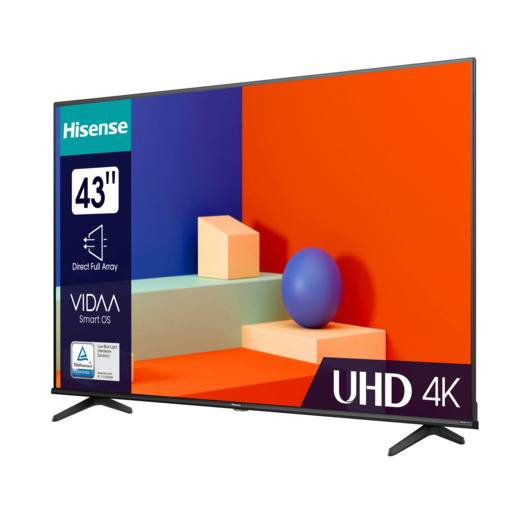 Hisense LED 43" 43A6K, 4K Ultra HD, Smart TV, VIDAA U6, Dolby Vision, DTS Virtual X, AI 4K Upscaler **МОДЕЛ 2023** телевизор