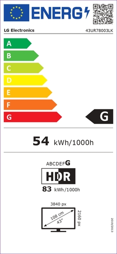 LG LED TV 43UR78003LK, 4K Ultra HD, Smart TV, WebOS, ThinQ AI, α5 AI Processor 4K Gen6, HDR10 Pro **МОДЕЛ 2023**