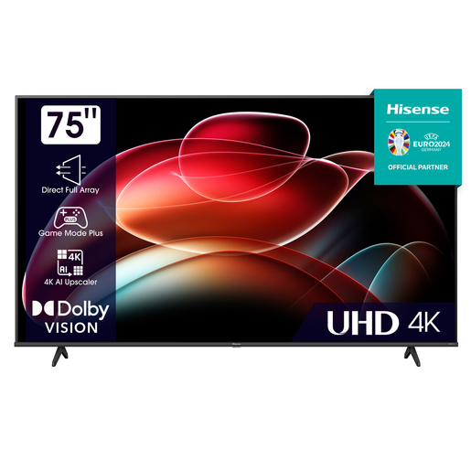 Hisense LED 75" 75A6K, 4K Ultra HD, Smart TV, VIDAA U6, Dolby Vision, DTS Virtual X, AI 4K Upscaler **МОДЕЛ 2023**