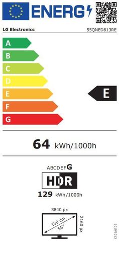LG QNED TV 55QNED813RE, 4K Ultra HD, Smart TV, WebOS, ThinQ AI, α7 AI Processor 4K Gen6, HDR10 Pro, Magic Remote