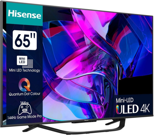 Hisense Mini-LED ULED TV 65" 65U7KQ, 4K Ultra HD, Smart TV, VIDAA U7, Quantum Dot Colour, 144Hz Game Mode Pro