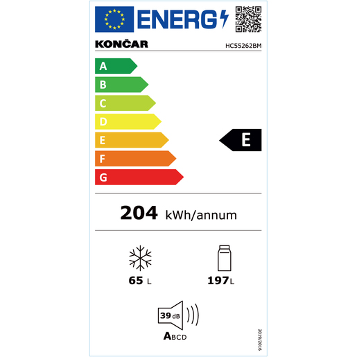Končar HC 55262BM комбиниран фрижидер