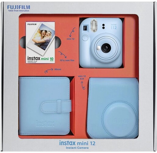 FUJIFILM INSTAX Mini 12 Bundle Box Инстант филм камера (Pastel Blue)