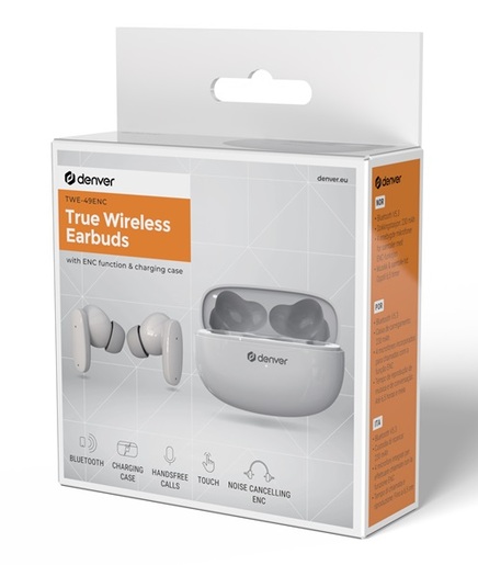 DENVER TWE-49ENC, WHITE безжични слушалки