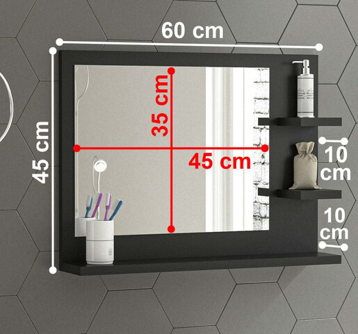 Огледало со полици за бања Лара - антрацит GENOVA
