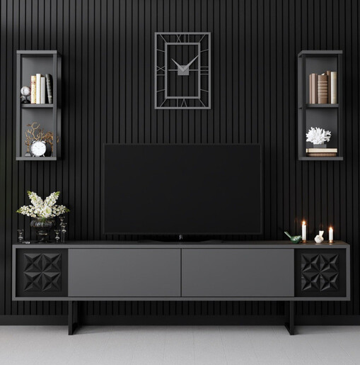 ТВ комода + ѕидни полици Black Line - Anthracite, Black 618BLY1139