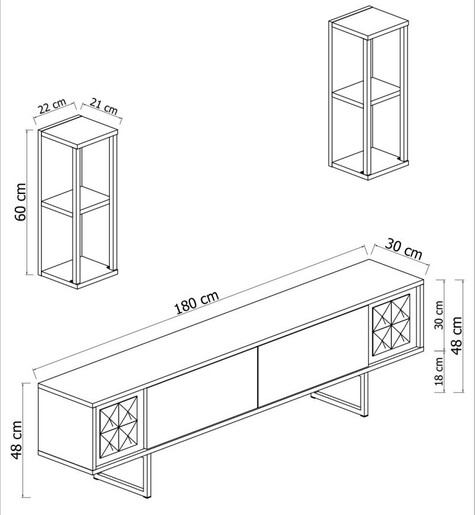 ТВ комода + ѕидни полици Black Line - Anthracite, Black 618BLY1139