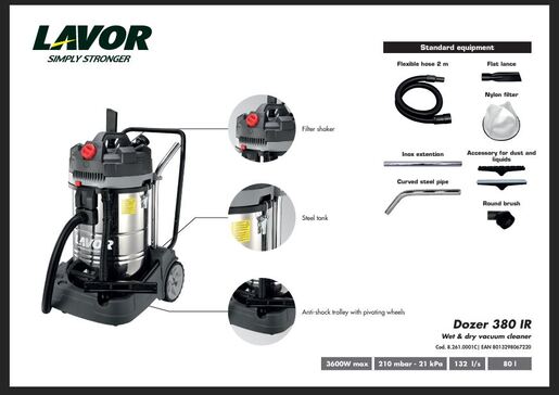 LAVOR DOZER 380 IR индустриска правосмукалка суво/мокро