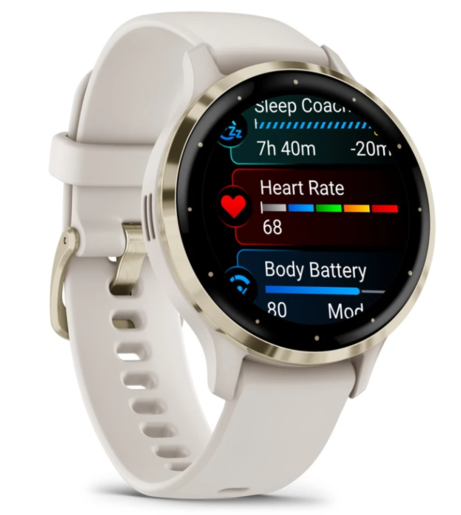 Garmin Venu 3S, Ivory Soft Gold, 41mm, 010-02785-04