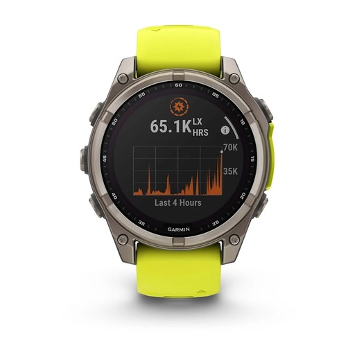 Garmin Fenix 8 Sapphire SOLAR, Titanijski sa silikonskim remenom jarke žute/grafitne boje, 010-02906-21