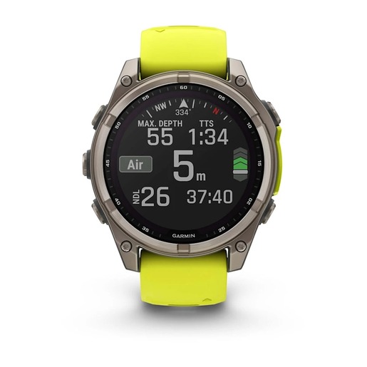 Garmin Fenix 8 Sapphire SOLAR, Titanijski sa silikonskim remenom jarke žute/grafitne boje, 010-02906-21