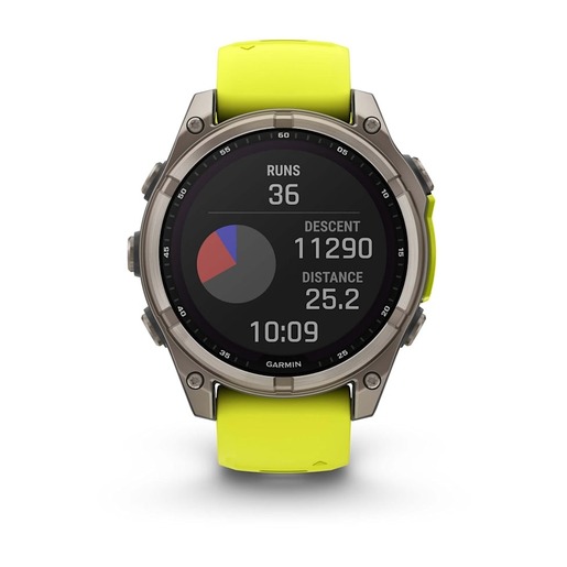 Garmin Fenix 8 Sapphire SOLAR, Titanijski sa silikonskim remenom jarke žute/grafitne boje, 010-02906-21