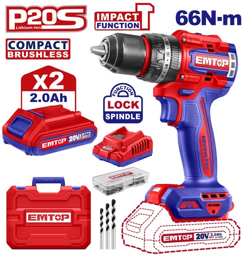Emtop ECIDL20668 Батериска дупчалка-одвртувач 20V