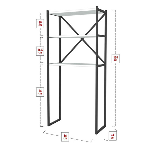 Полица за перална со метална конструкција