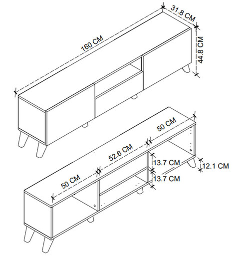ТВ комода Nova - бела/атлантик