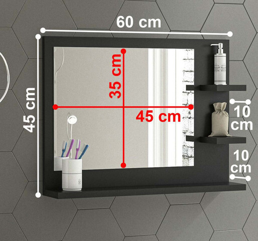 Огледало со полици за бања Лара - антрацит