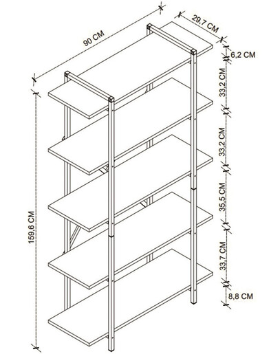 Полица со метална конструкција Libris