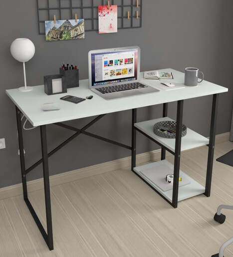 Биро со метална конструкција Брајтон - бело