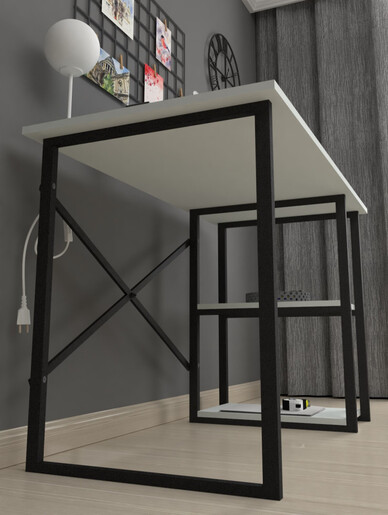 Биро со метална конструкција Брајтон - бело