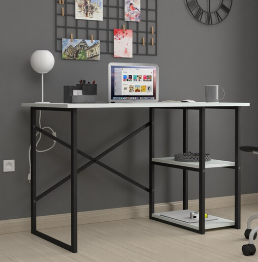 Биро со метална конструкција Брајтон - бело