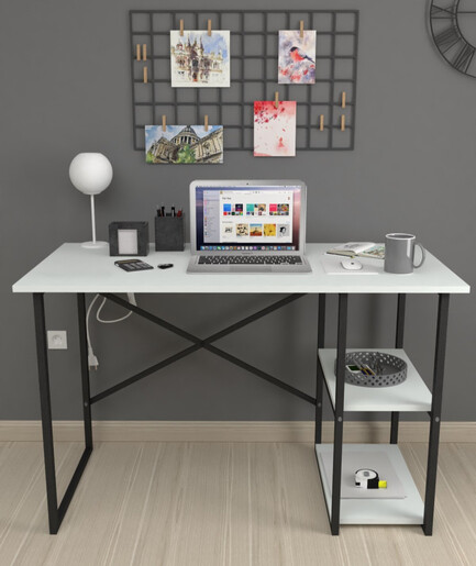 Биро со метална конструкција Брајтон - бело