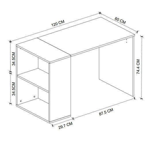 Биро со полица Linea 120x60cm бело/даб