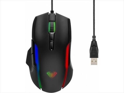 MOUSE WIRED AULA , Torment Gaming Mouse, USB, RGB Ilumination, 6400DPI,  Black, 278488