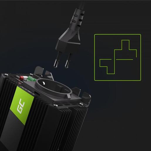 CAR POWER VOLTAGE CONVERTER GREEN CELL 12V>230V 300W/600W, w/USB ,INVGC01