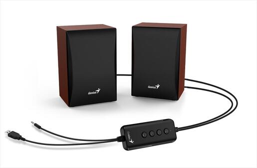 SPEAKERS 2.0 GENIUS SP-HF380BT USB for power, 1x 3,5mm, w/bluetooth Wooden Brown (3W)